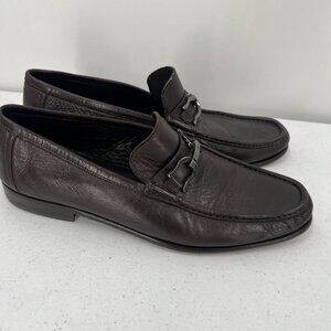 Bruno Magli Mens Leather Loafers Size 10.5M Brown Italian-Made